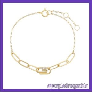 ADINA EDEN PAVE SAFETY PIN PAPERCLIP BRACELET NWT/IN POUCH